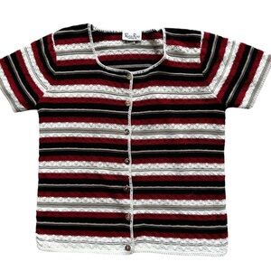 Reba Rose Button Sweater Size M Multicolor Striped Made USA In Vintage 90’s‍‍
